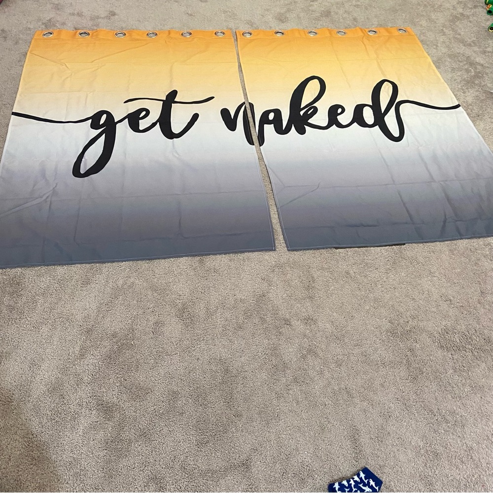 “Get Naked” 100% Polyester Curtains 2 Panels NWOT
